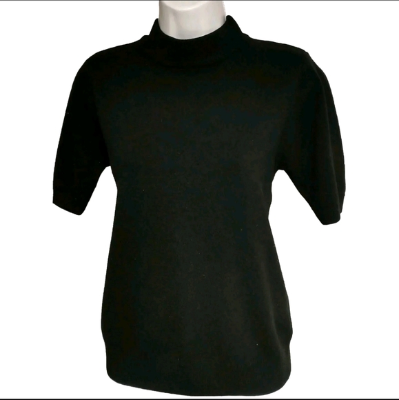 Sag Harbor Mock Neck Pullover Short Sleeve Sweater Size M - Picture 2 of 5